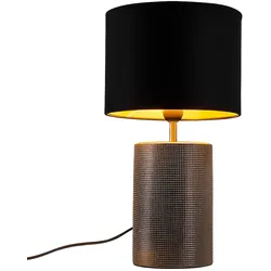 LED Tischlampe Wohnzimmer Tischleuchte Keramik Nachttischlampe bronze, Textilschirm, 1x E27 LED warmweiß, DxH 24x43 cm