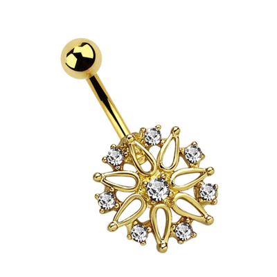 Bauchnabelpiercing ADELIA´S "Piercing Bauchnabelpiercing", transparent (klar), Piercings, Damen, onesize, Chirurgiestahl, Blume mit acht gefassten Steinen