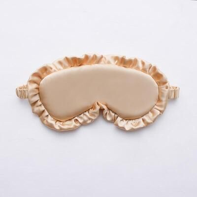 Everyday Crate Silky Ruffle Faux Silk Sleep Mask For Women Light Blocking Soft Breathable Eye Cover gold