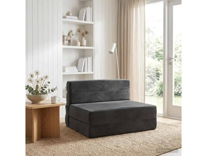 pokgdf Klappsofa Bett Dunkelgrau 70x72x60 cm Polyester Atmungsaktiver Stoff, faltbares Design, manuelles Verstellsystem, abnehmbarer Bezug