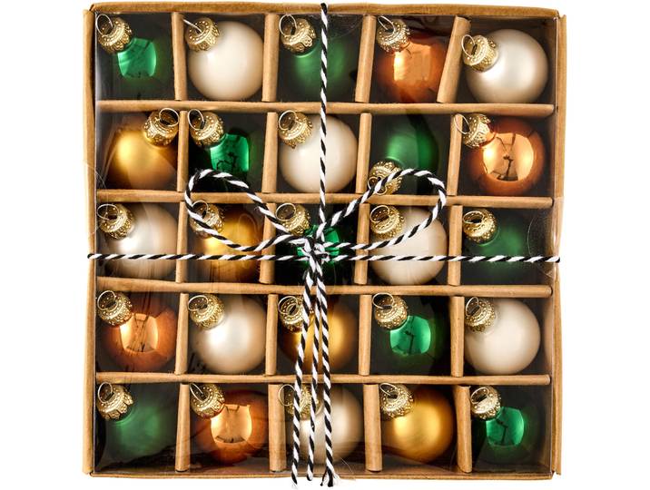 Weihnachtskugel Pastel & Contrast grün/beige/gold Glas