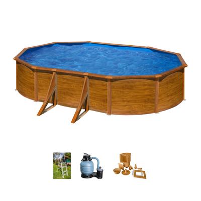 Ovalpool GRE "PACIFIC", braun, B:575cm H:120cm L:610cm, Schwimmbecken, Maße inkl. Stützen 610 x 575 x 120 cm