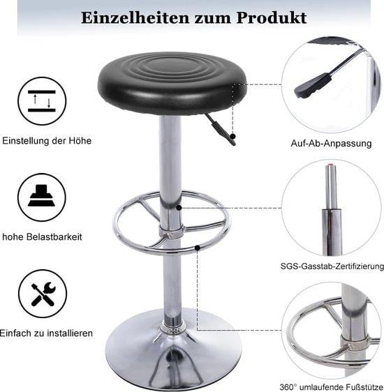 Famanu Verstelbare kruk met draaibare zitting en faux leather bekleding