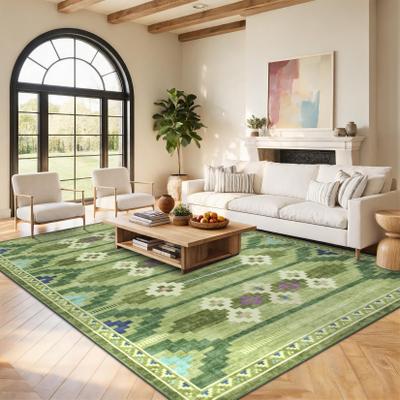 Garvee Boho Machine Washable Geometric Low Pile Area Rug