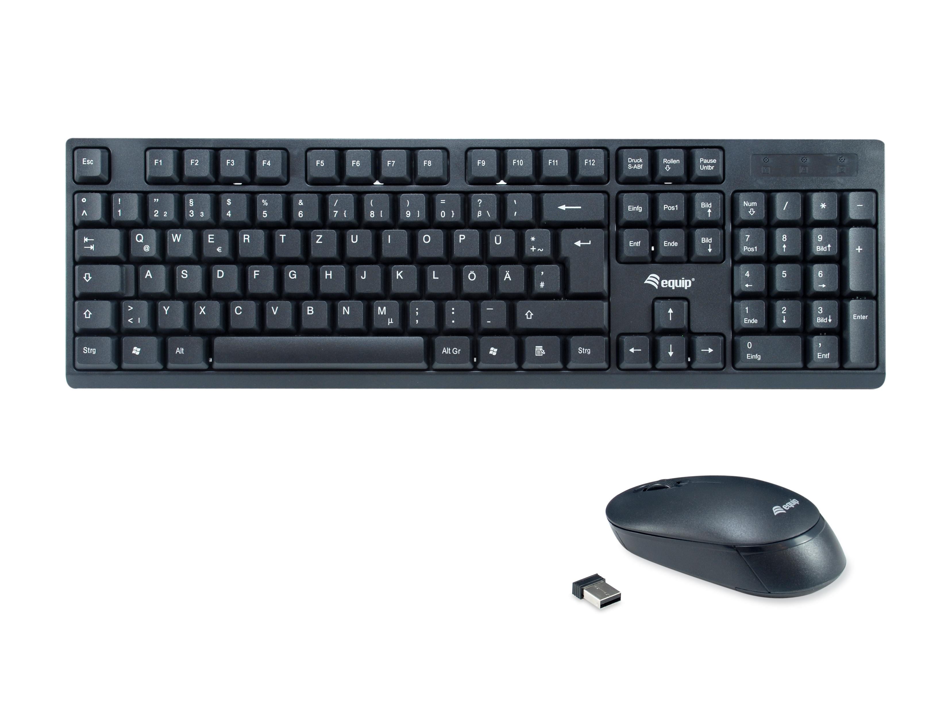 equip kabelloses Tastatur- und Mausset, DE Layout (QWERTY) schwarz 24522007101