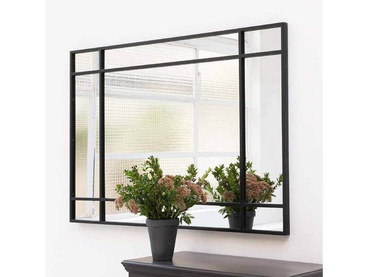 Miroir Art Déco en métal noir 130 x 90 cm Wallis