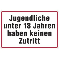 Hinweisschild, Jugendliche unter 18 Jahren, Alu geprägt, 200 x 300 mm - 300x200x0.45 mm Aluminium geprägt