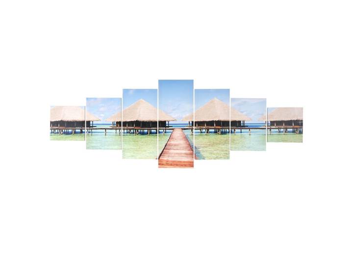 Jamb Leinwandbild Beach 7-Tlg. Mehrfarbig, Holz, 140x50 cm, Bilder & Rahmen, Bilder, Wandbilder