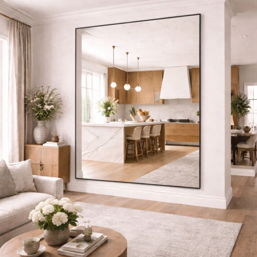 Jobu Home - Takara, Full Length Leaner Metal Rectangle Mirror Black 200cm x 150cm