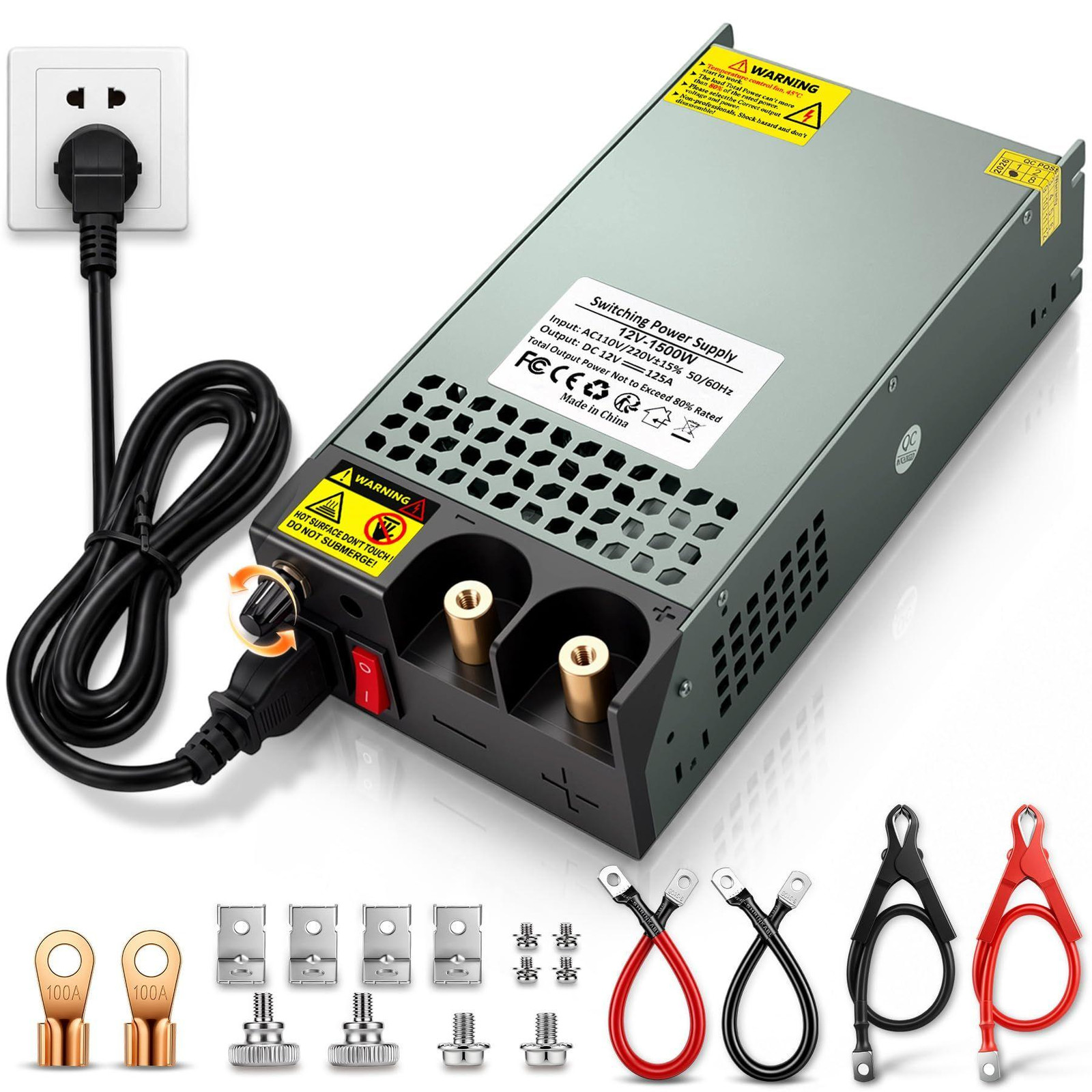 Lustrens Instelbare DC-voeding 6-12V 125A 1500W AC naar DC converter