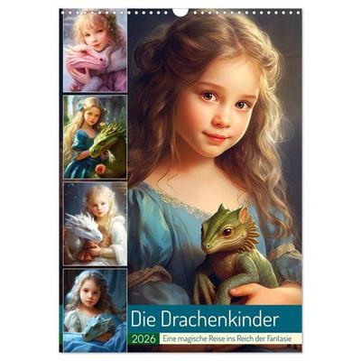 Die Drachenkinder. Eine magische Reise ins Reich der Fantasie (Wandkalender 2026 DIN A3 hoch), CALVENDO Monatskalender