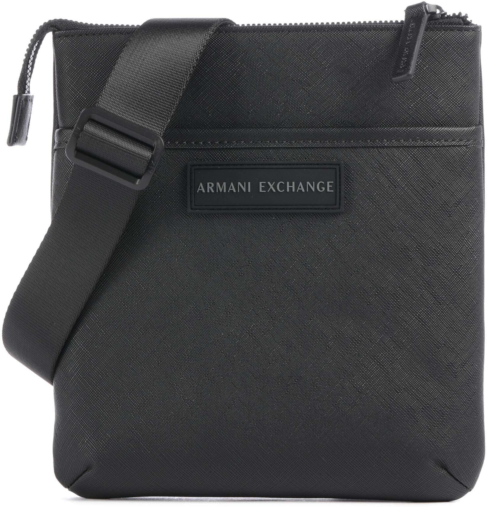 Armani Exchange Thiago Umhängetasche aus Leder, schwarz