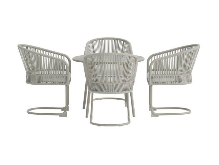 Tilos Set De Jardin Table 90x90cm 4 Chaises Gris Clair.