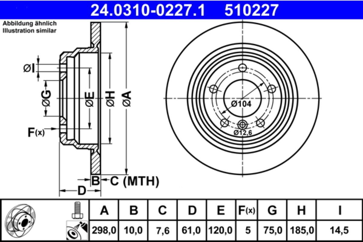 Bremsscheibe ATE PowerDisc 24.0310-0227.1, 1 Stück