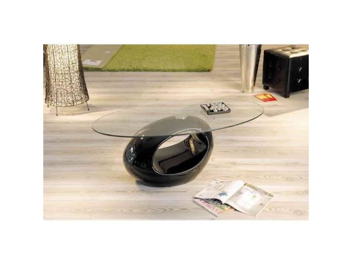 Table basse ronde verre noire