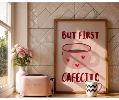 Uplift Picks But First Cafecito Canvas Print Minimalist Spanish Coffee Wall Art 29 30x45 Cm