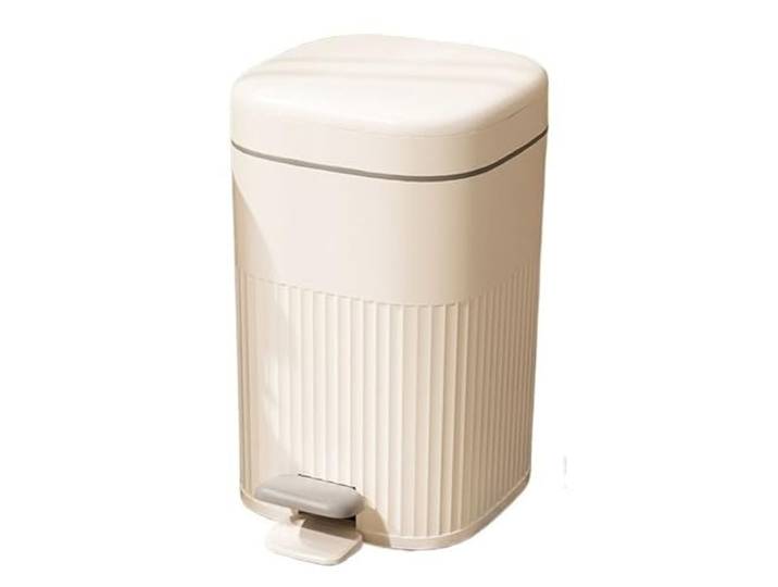 9bbhfJw4R Haushaltsmülleimer Retro-Mülleimer Mit Druckring for Das Wohnzimmer(White-Gray,L)