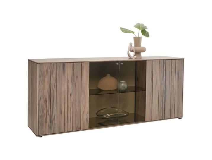 Johann Jakob Sideboard, Buche, Sand, Holz, Glas, Altholz, Buche,Altholz, Buche, massiv, 3 Fächer, 196x81x46 cm, Goldenes M, Beimöbel erhältlich, Holzmöbel, Kleinmöbel Holz, Holzkommoden, Sideboards Holz