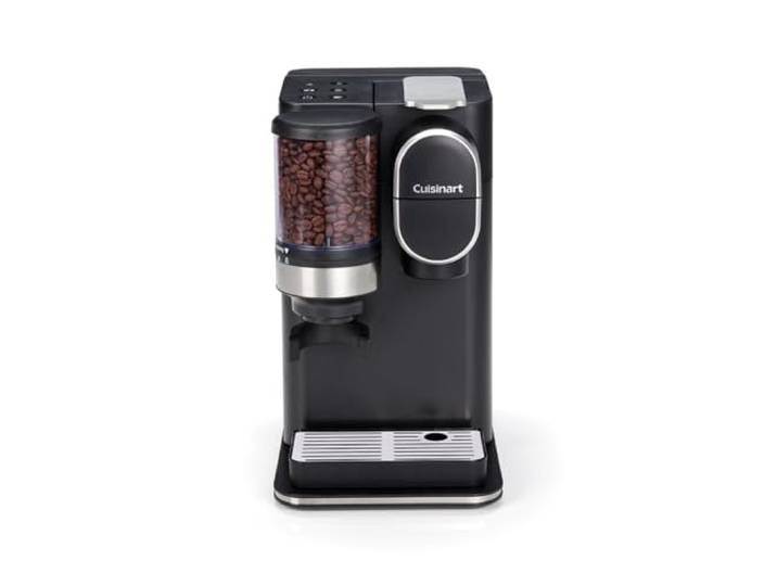 Cuisinart Kaffeemaschine für eine Tasse, gemahlen und gebrüht Single serve Filterkaffee Eingebautes Kegelmahlwerk aus Edelstahl 3 Tassengrößen wählen Wiederverwendbare Filterkapsel Schwarz