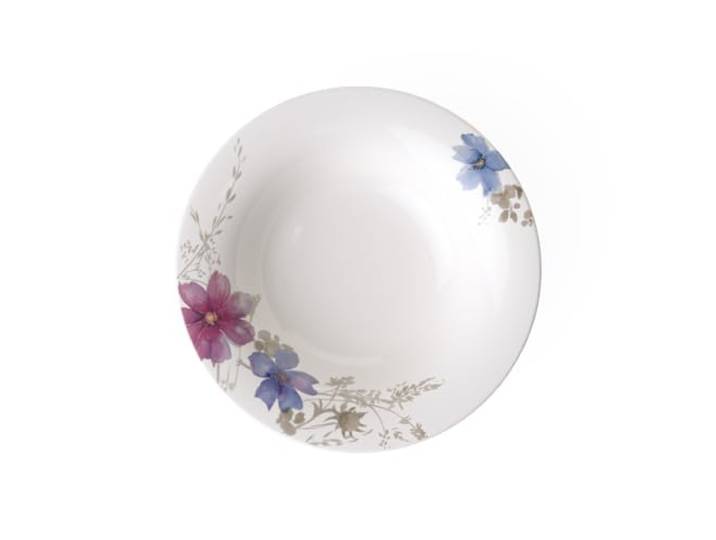 Villeroy & Boch - Mariefleur Gris Basic Suppenteller 23 cm Bunt, Spülmaschinenfest, Mikrowellensicher, Tiefer Teller für Suppen und Eintöpfe, Suppenschüssel, Geschirr, Premium Porzellan