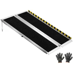 VEVOR Rollstuhlrampe Faltbar 1219,2x736,6mm, 362,9kg Belastbare Schwellenrampe mit Rutschfester Oberfläche, Tragbare Auffahrschiene aus Alu, Auffahrrampe für Rollstuhl Türschwelle Bordsteine Treppen