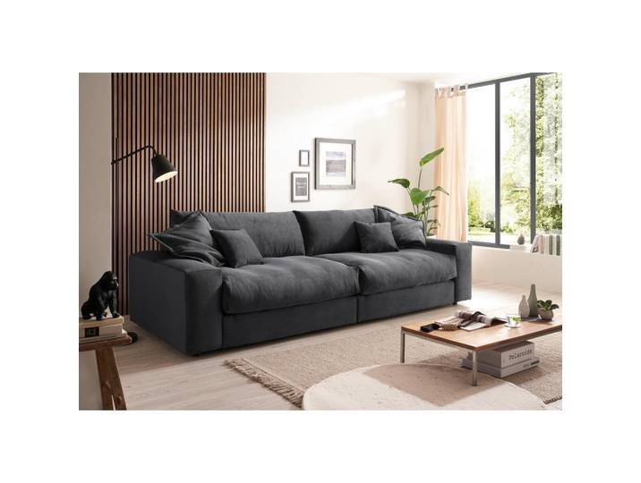 P & B Bigsofa Kamil, Anthrazit, Füllung: Schaumstoffflocken,Polyester, Schaumstoffflocken, 298x95x122 cm, Rücken echt, Wohnzimmer, Sofas & Couches, Sofassofas