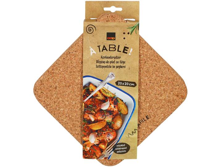 À Table! Korkuntersetzer quadratisch 20cm 2 Stück