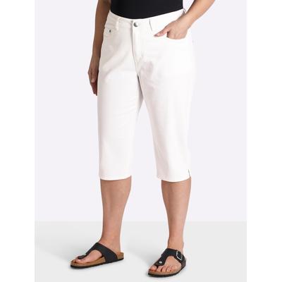Caprihose SHEEGO, Damen, Gr. 50, Normalgrößen, ecru, 98% Baumwolle, 2% Elasthan, unifarben, Hosen Caprihose
