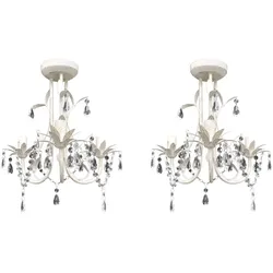 vidaXL Kristall-Deckenleuchte Kronleuchter 2 Stk. Elegantes Weiß