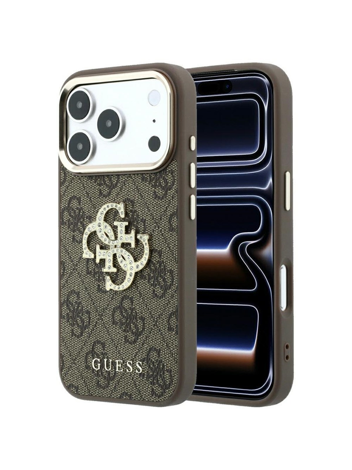 GUESS 4G & Big Strass Logo Case for iPhone 17 Pro Max / 18 Pro Max - Brown