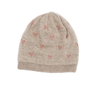 Beanie MAXIMO, Mädchen, Gr. 47/49, beige, Strick, Materialmix, Mützen Beanie, Wollanteil, Feinstrick, gefüttert, Glitzer Details