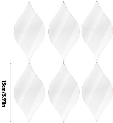 Uplift Picks Teardrop Acrylic Mirror Wall Stickers Self Adhesive 3D Decorative Decals silver 6 Pcs