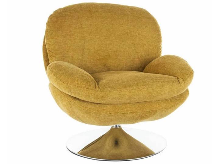 Fauteuil pivotant vintage jaune curry