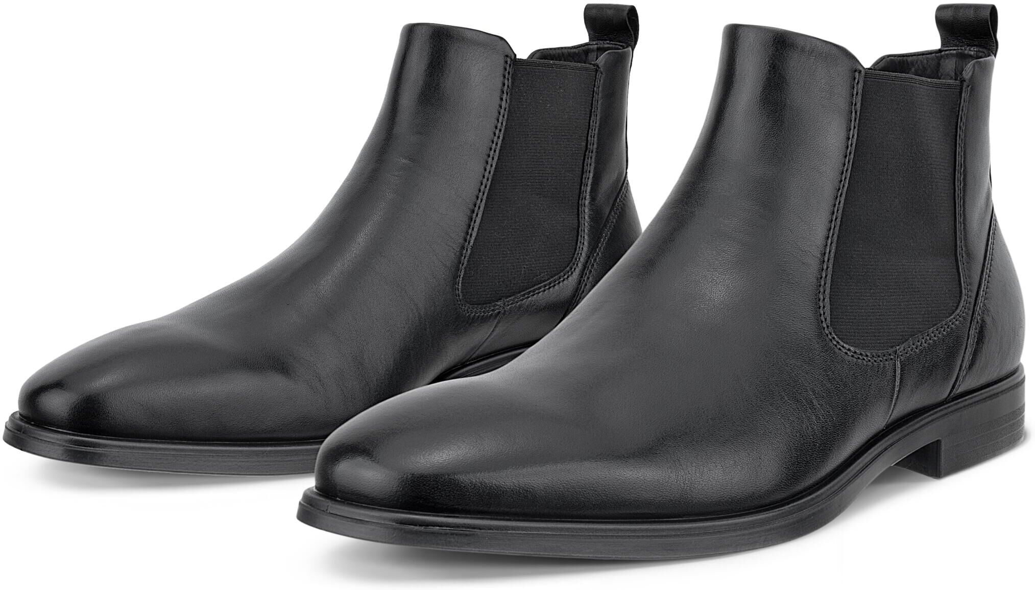 Chelseaboots ECCO "ECCO MELBOURNE", Herren, Gr. 43, Textil, schwarz, Leder, Basic, Schuhe Chelseaboots, Stiefelette, Business-Boots mit Stretcheinsätze
