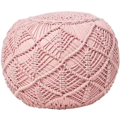 POUF rosa im Makramee-Stil, 40/40/35 cm