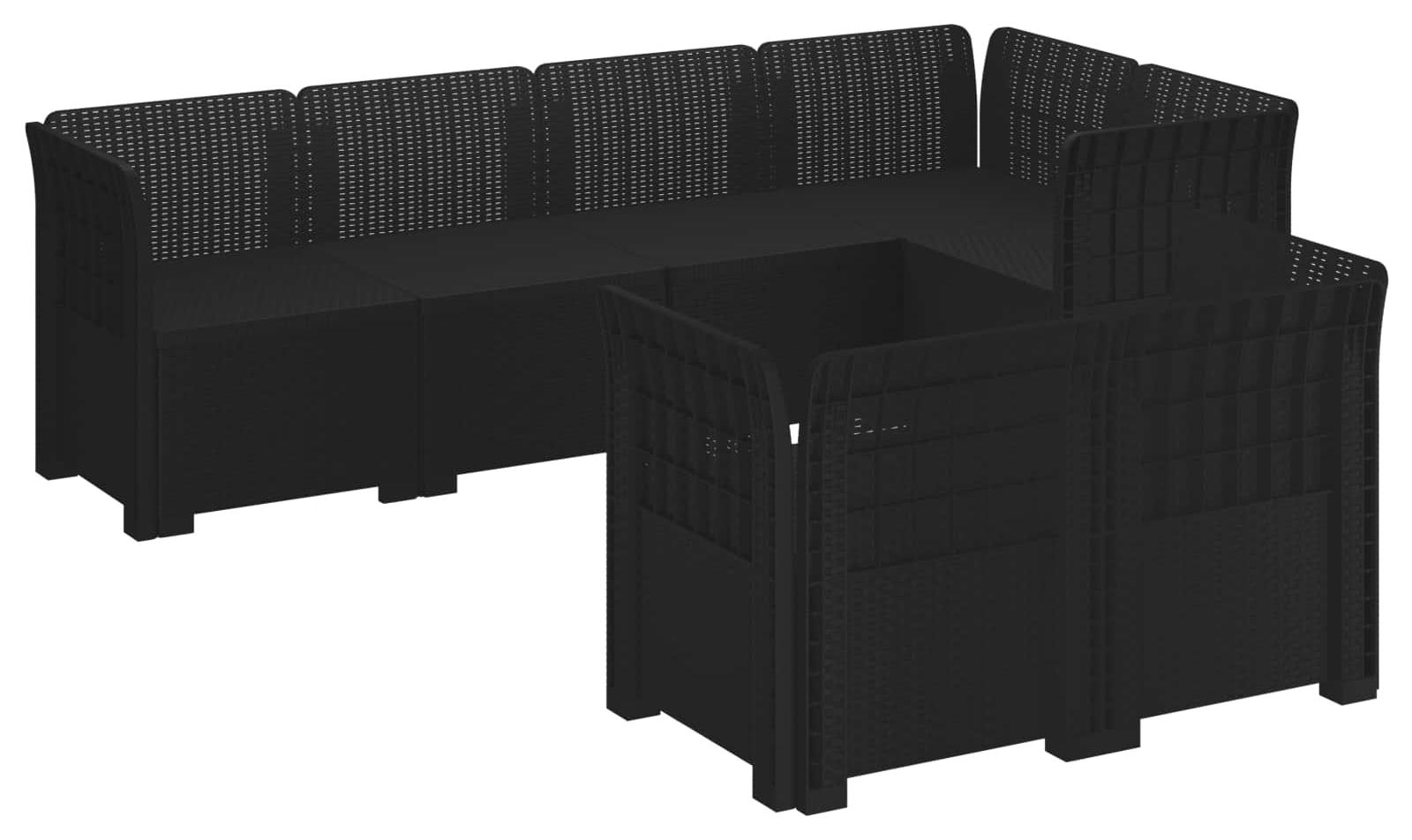 vidaXL 7-Sitzer Gartensofa Rattan-Look PP Anthrazit