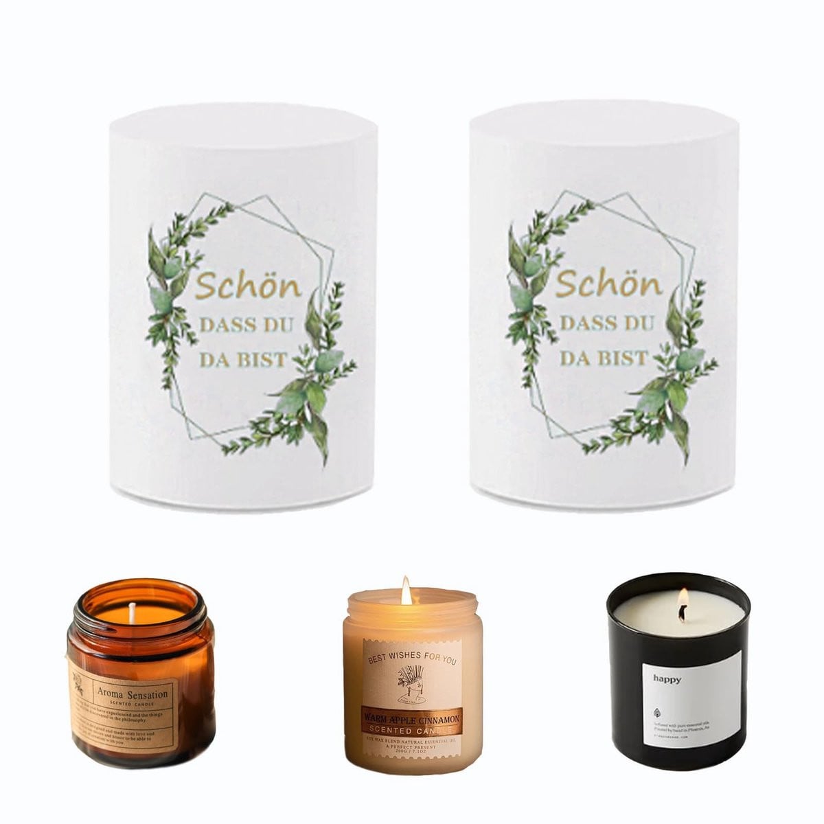 Dailygoods Doopdecoratie Eucalyptus Kandelaar en Windlicht voor Tafeldecoratie
