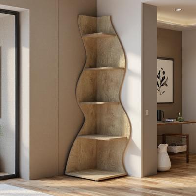 ZWYO HOSIMU 5-Tier Corner Display Shelf with Seagrass-Inspired Design & Space-Saving Compact Fit