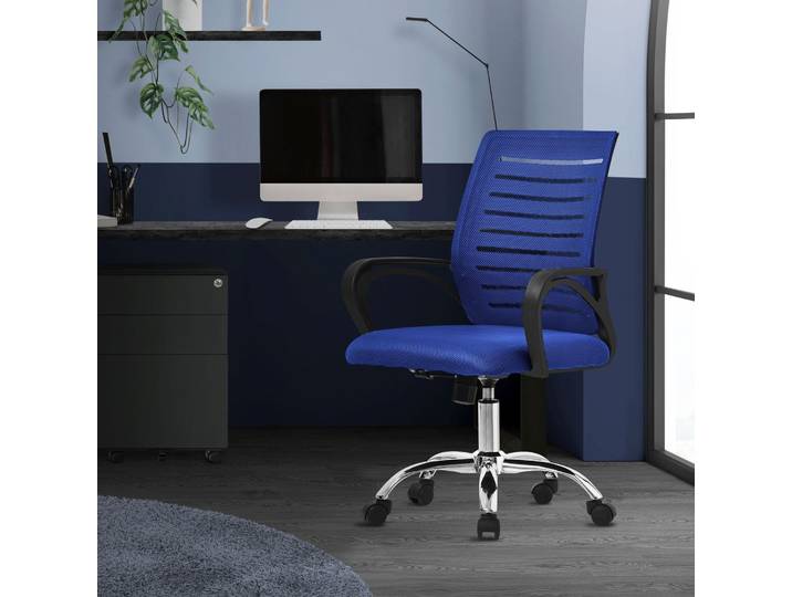 ML-Design Bürostuhl ergonomisch, Blau, 360° Drehstuhl mit Rollen