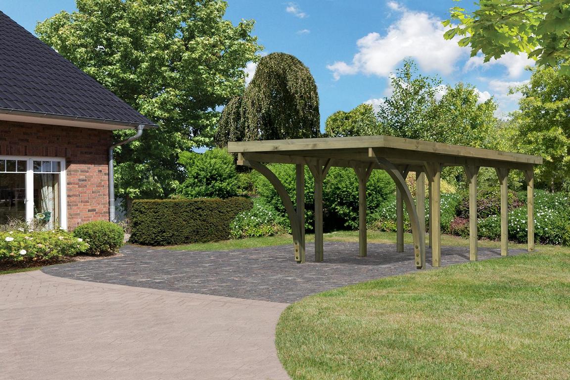 KARIBUHOLZT Carport einzel Classic 3C KDI inkl. zwei Einfahrtsbögen 08427259