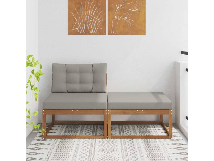 vidaXL Sectional Sofa Einheiten mit Kissen 2 Stück Natur