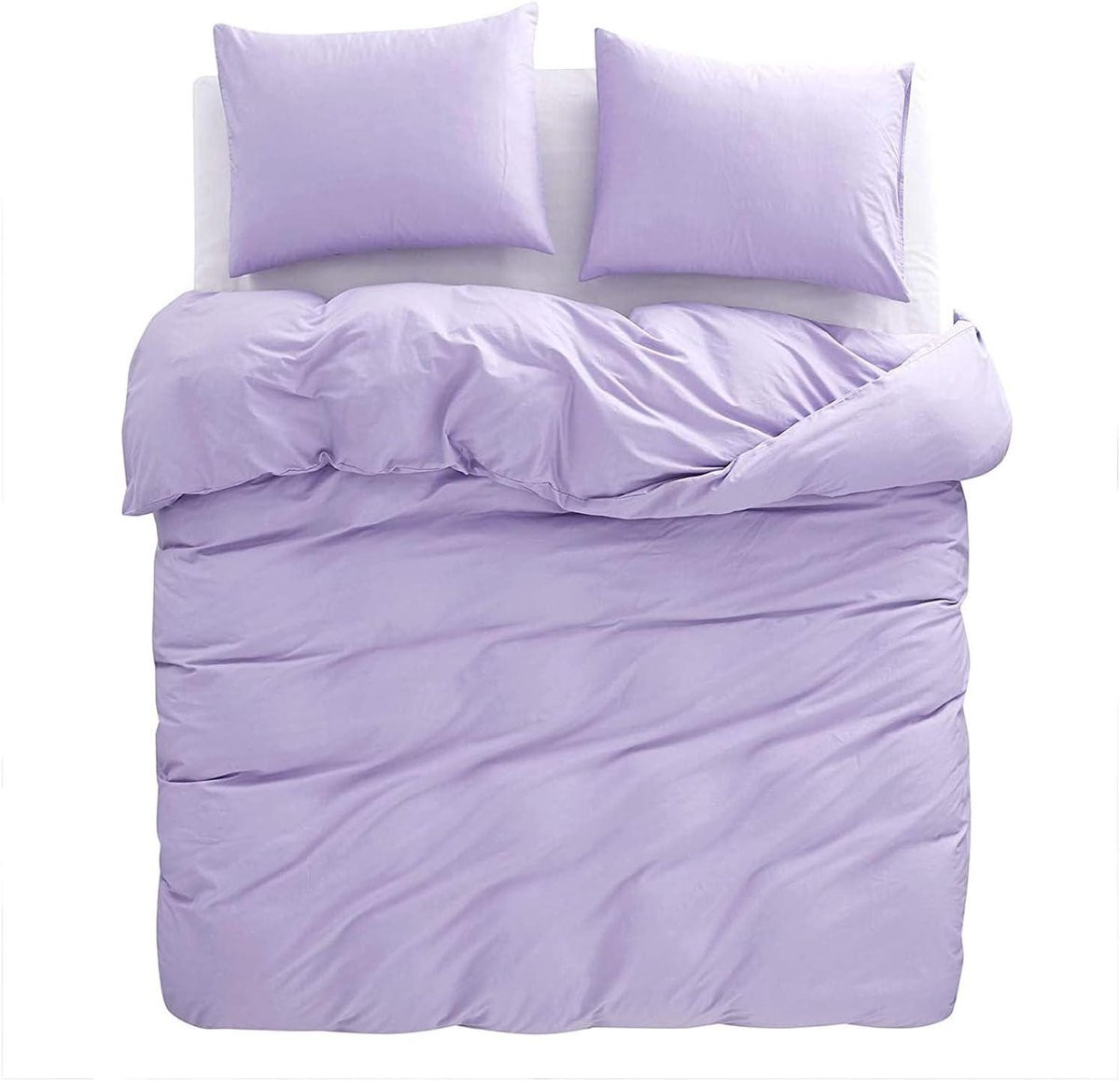 Omkeerbaar Dekbedovertrek Set Keizermaat 290 x 235 cm - Wit & Lavendel
