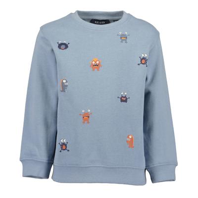 Sweater BLUE SEVEN "Sweatshirt", Jungen, Gr. 104, blau (5190, mittelblau), 100% Baumwolle, normal normal, Rundhals, Sweatshirts Sweater