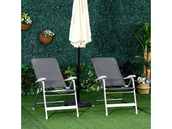 Outsunny Chaises Jardin Pliantes Lot de 2