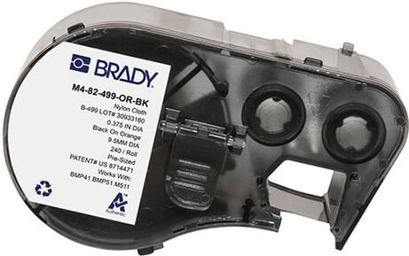 Brady M4-82-499-OR-BK etiquetas de tecido de nylon preto sobre laranja Ø 9,53 mm