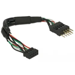 DELOCK USB 2.0 Kabel, 10 Pin Header Buchse > 10 Pin Header Stecker schwarz, 12cm