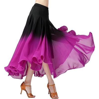 Damen Ballsaal Tanz Swing Rock Tanzperformance Rock Farbverlauf Modern Dance Langer Rock
