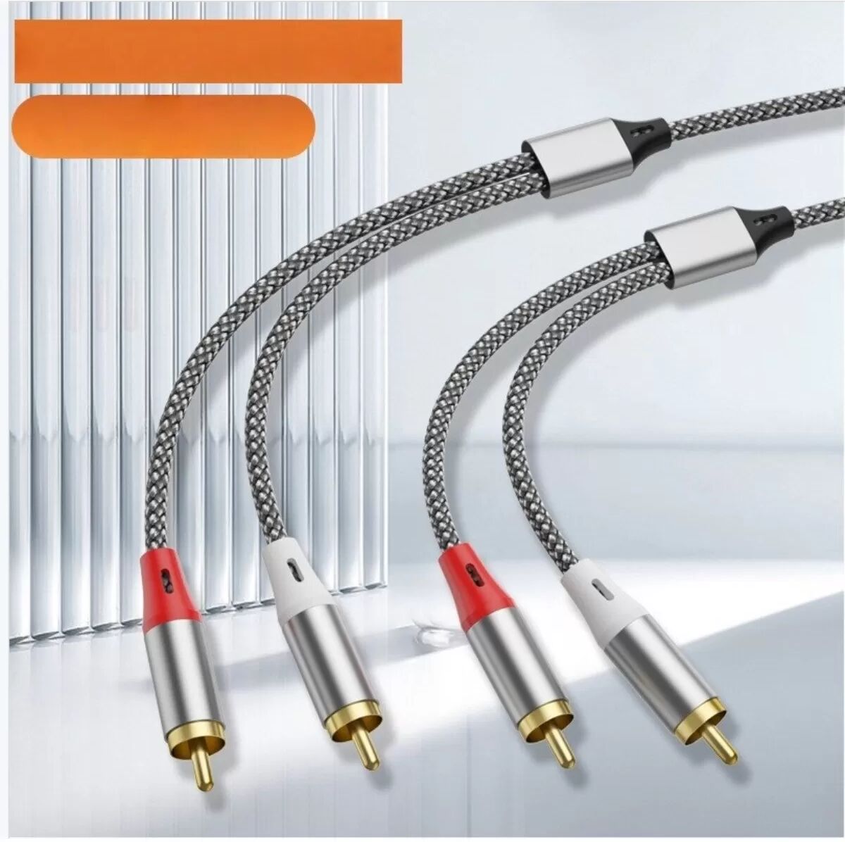INF Câble audio stéréo tressé à deux paires 2RCA vers 2RCA - Connecteurs en alliage, sortie haute efficacité 3m