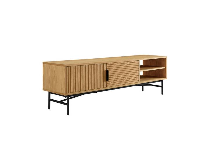 Livetastic Lowboard, Schwarz, Eiche, Metall, Eiche, furniert, 1 Fächer, 160x50x40 cm, stehend, Holzmöbel, Kleinmöbel Holz, Holzkommoden, Lowboards Holz