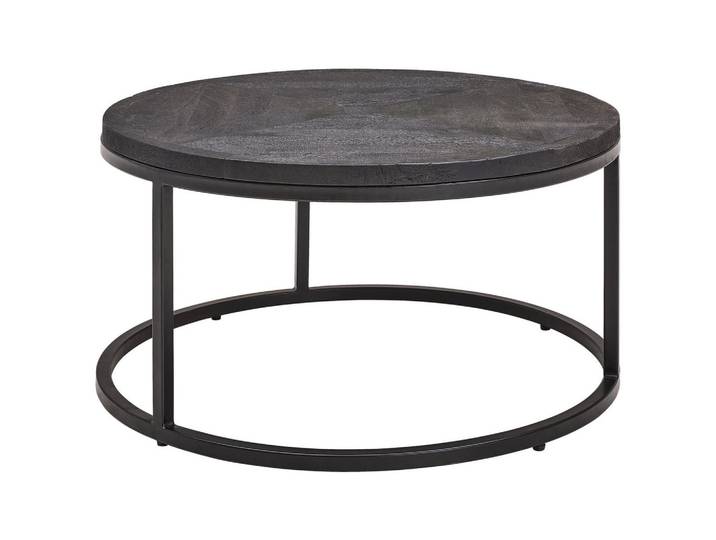 Livetastic Nassau, Schwarz, Holz, Metall, Mangoholz, vollmassiv, Holz, rund, rund, 70x36x70 cm, Wohnzimmer, Wohnzimmertische, Couchtische